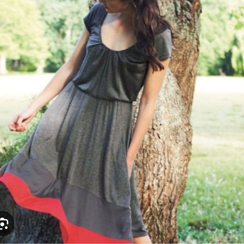 BODEN Napoli jersey‎ knit dress, Grey and Coral, Size 10, EUC